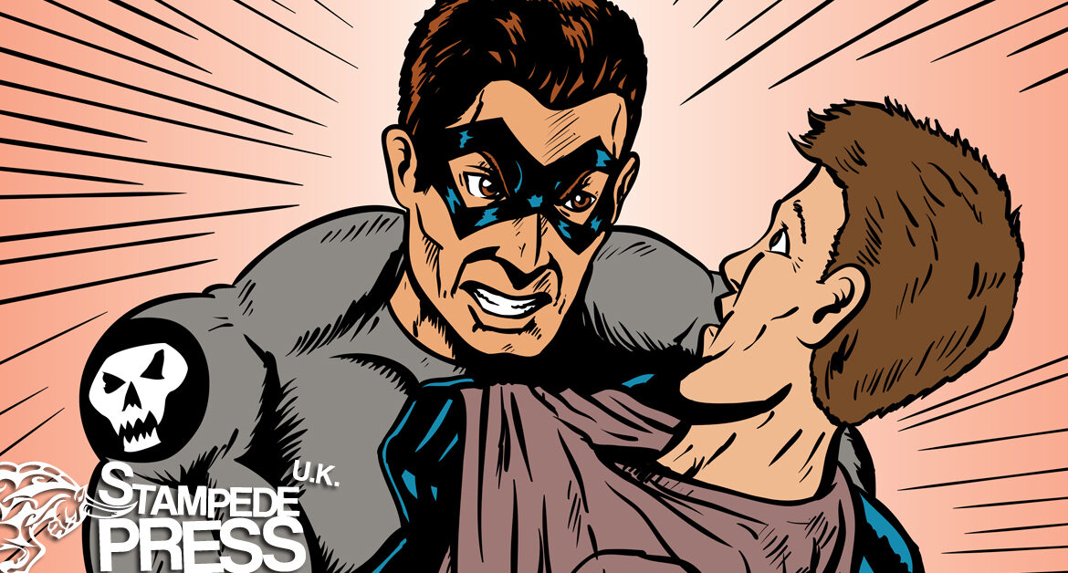 Rock music superhero cartoon