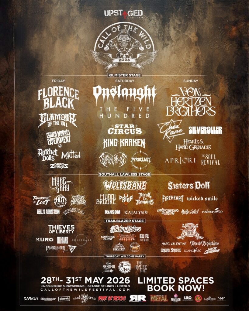 Call Of The Wild Festival 2026 poster featuring Beggars Bliss. A flagship milestone for the Stampede Press rock and metal PR service and artist development.