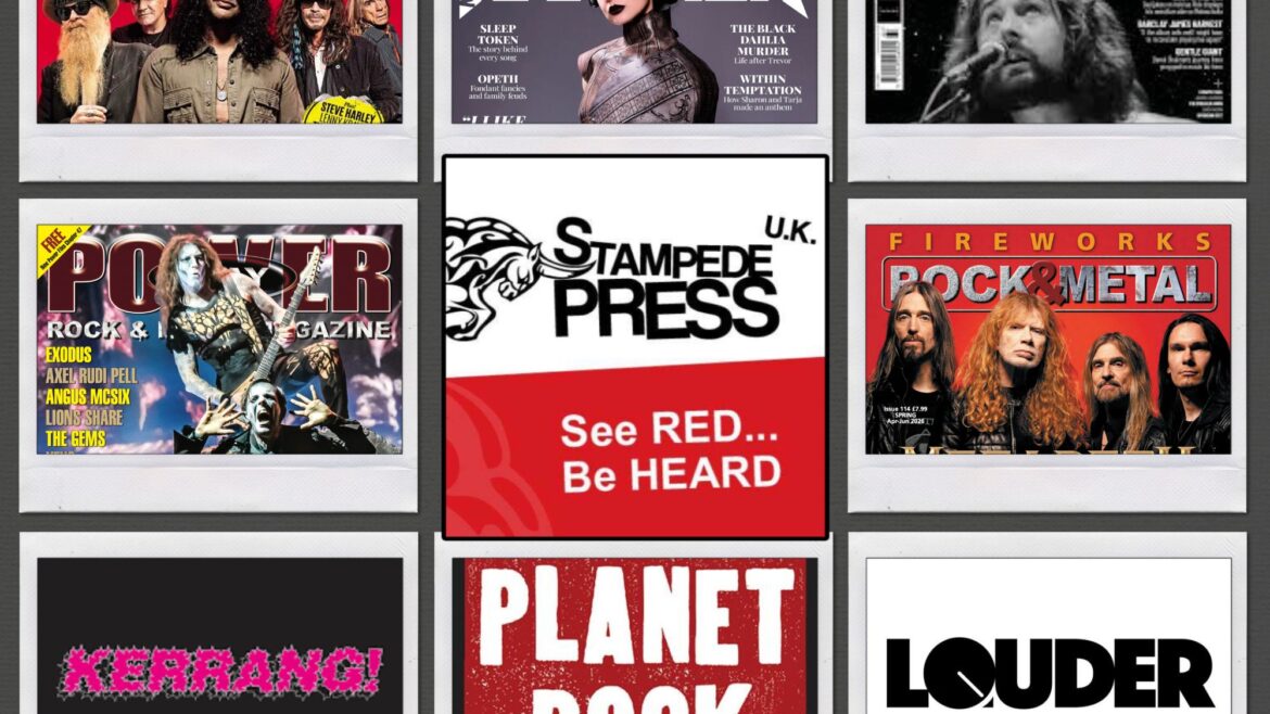 Stampede Press UK music PR results featuring Classic Rock, Metal Hammer, Kerrang, and Planet Rock coverage for rock and metal bands