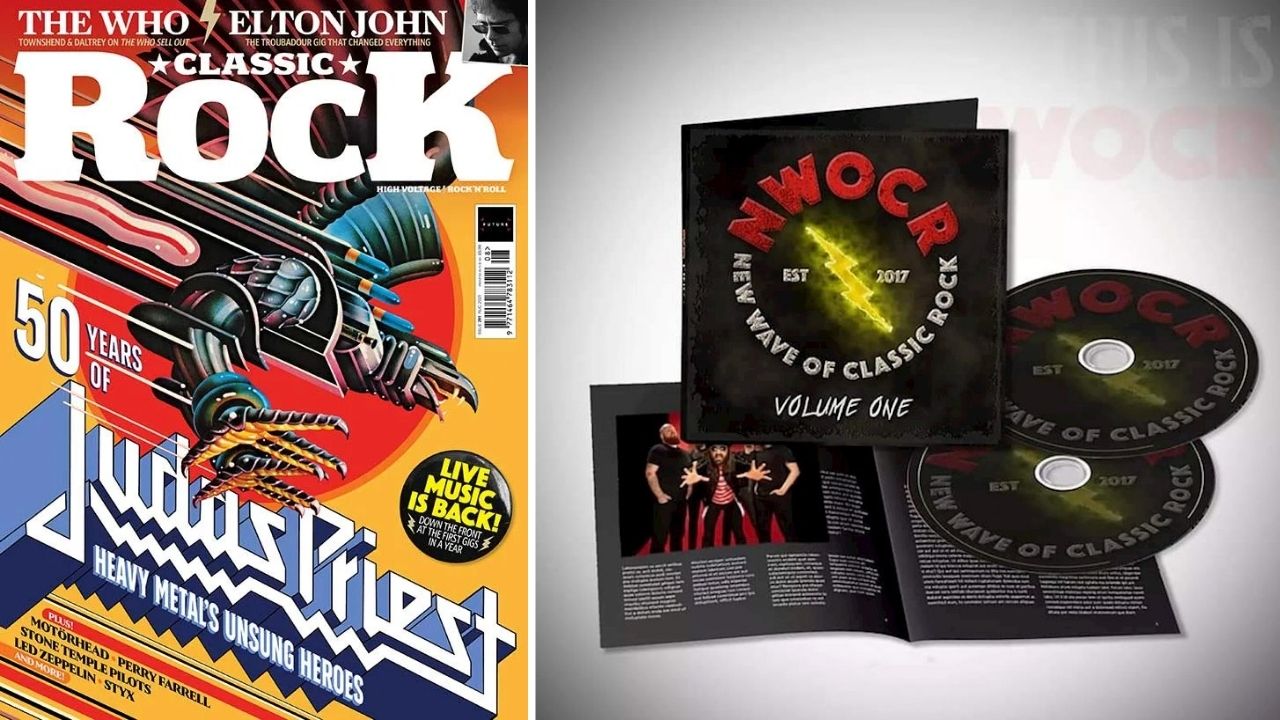 Classic Rock Magazine August 2021 issue with Judas Priest cover featuring the NWOCR Vol 1 album compilation promoted by Stampede Press PR.
