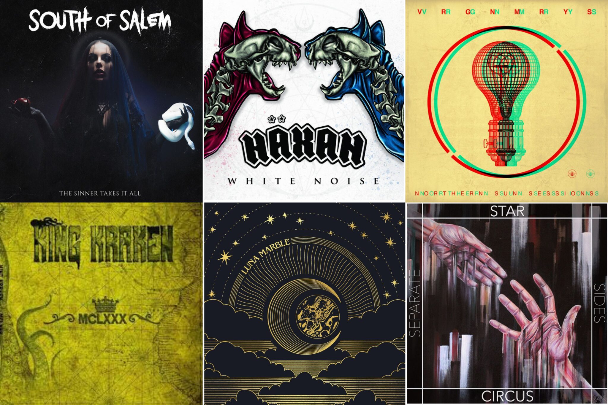 Selection of UK rock bands featured in Classic Rock Magazine and NWOCR media promoted by Stampede Press, including South of Salem, King Kraken, Haxan, Star Circus, Luna Marble, and Virginmarys